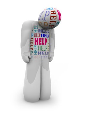 Help - One Person is Alone and Depressed in Need of Care clipart