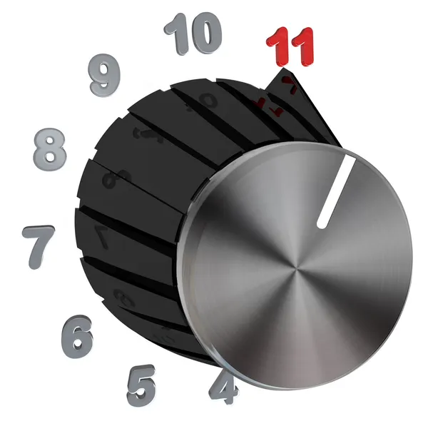 Perilla de dial girado a Max - Número de nivel 11 — Foto de Stock