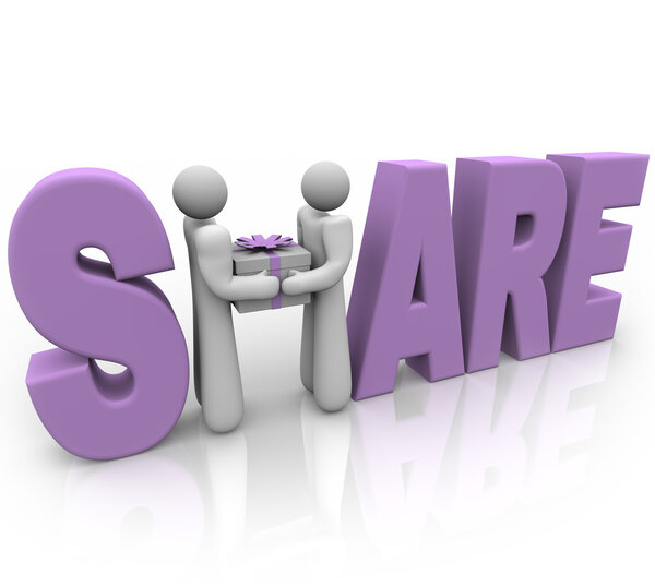 Share - sharing gift at giving holiday