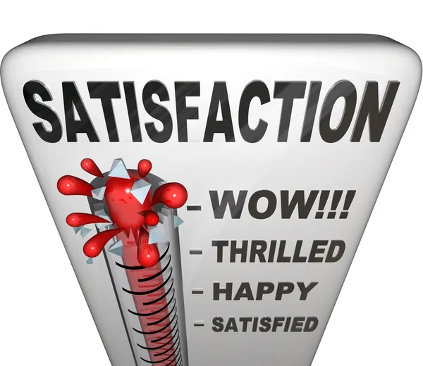 Termometr satysfakcji pomiaru poziomu szczęścia spełnienie — Zdjęcie stockowe