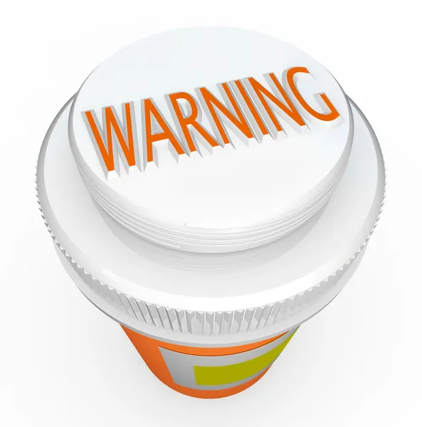 Warning - Medicine Bottle Cap Warns of Danger and Poisonous Pill — Stock Photo, Image