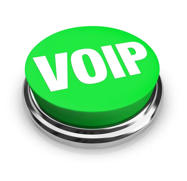 Voip 단어 또는 약어 녹색 라운드 버튼 — 스톡 사진
