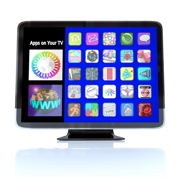 Aplicaciones Icono Azulejos en la televisión de alta definición HDTV — Foto de Stock