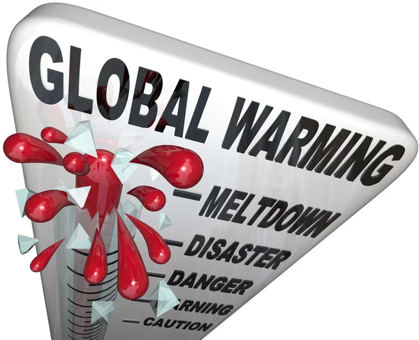 El termómetro de calentamiento global muestra un aumento de las temperaturas mundiales — Foto de Stock