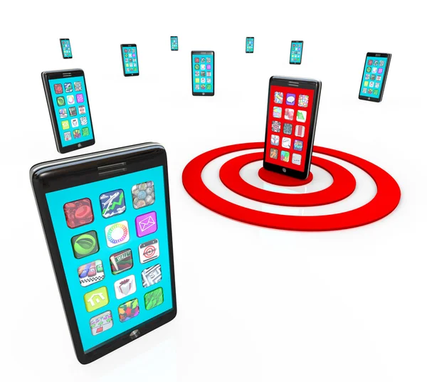 Ícones de aplicação de telefone inteligente direcionados para aplicativos — Fotografia de Stock