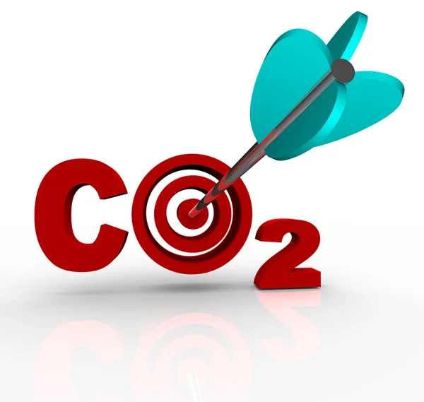 Cíl snížení emisí oxidu uhličitého CO2 a cíl — Stock fotografie