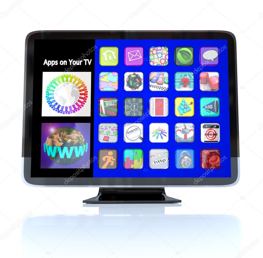 Apps Icon Tiles on High Definition Television HDTV