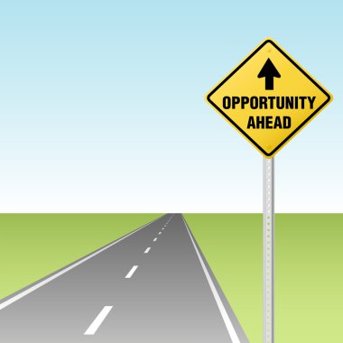 OPPORTUNITY AHEAD Traffic Sign on Highway clipart