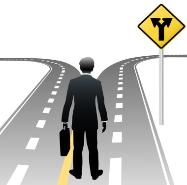 Business person decision directions road sign clipart