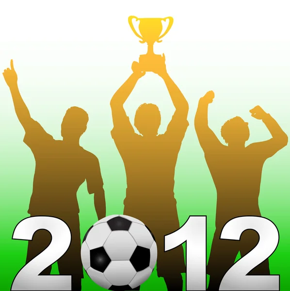 Voetballers vieren 2012 seizoen voetbal overwinning — Stockvector