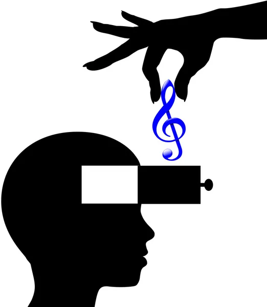 Téléchargement de musique ou leçons en personne ouverte d'esprit — Image vectorielle