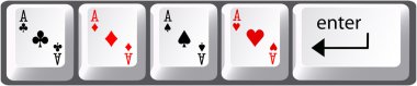 Four aces poker hand computer keyboard keys clipart