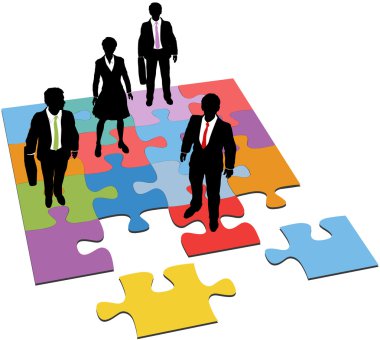 Business solution management resources puzzle clipart