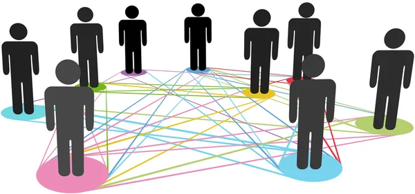 色の接続ネットワークの社会的なビジネス — ストックベクタ