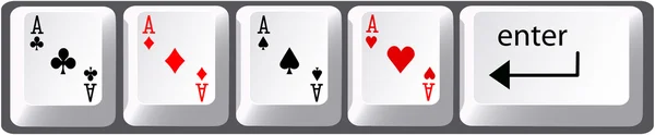 Quatre as poker main clavier d'ordinateur touches — Image vectorielle