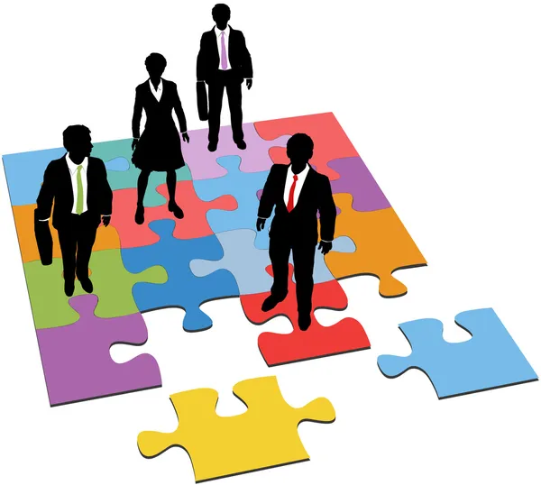 Puzzle zur Verwaltung von Ressourcen für Unternehmenslösungen — Stockvektor