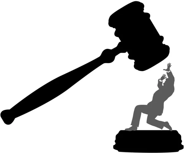 Empresário em perigo de injustiça judicial martelo — Vetor de Stock