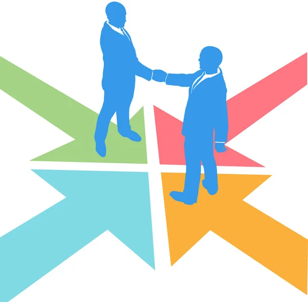 Business arrows meet deal agreement — Stock Vector