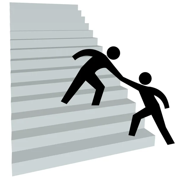 Helfende Hand, um Freund auf der Treppe nach oben zu helfen — Stockvektor