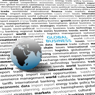 Global business issues world globe text page clipart