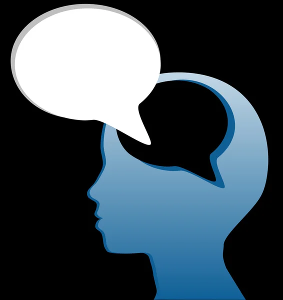 Κοινωνική σκεφτείτε μιλούν μυαλό φούσκα ομιλία κομμένες — Διανυσματικό Αρχείο