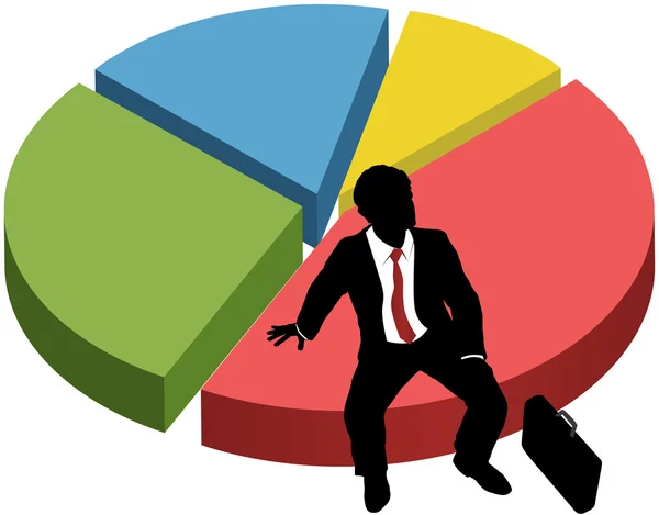 Business silhouette sit grafico quota di mercato — Vettoriale Stock