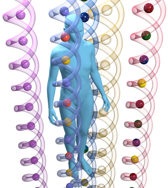 Human 3D DNA genetic science person — Stock Photo, Image