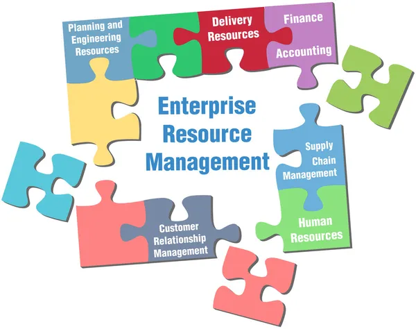 Puzzel oplossing voor Enterprise resource management — Stockvector