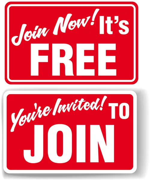 Únete Ahora Señales de invitación de membresía gratis — Archivo Imágenes Vectoriales