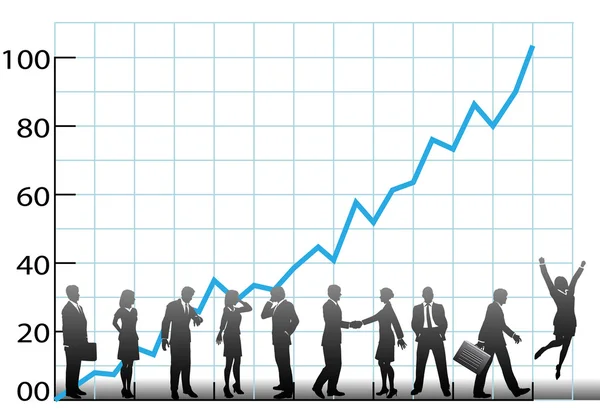 Business team chart crescita aziendale — Vettoriale Stock