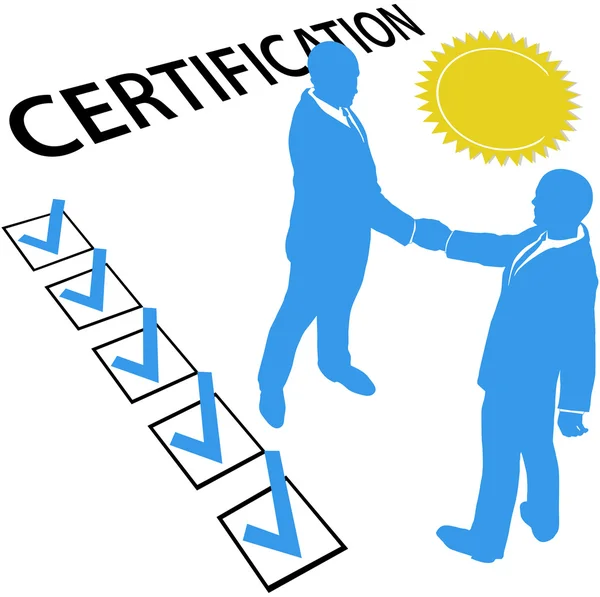 Obtener certificado y obtener el documento de certificación oficial — Vector de stock