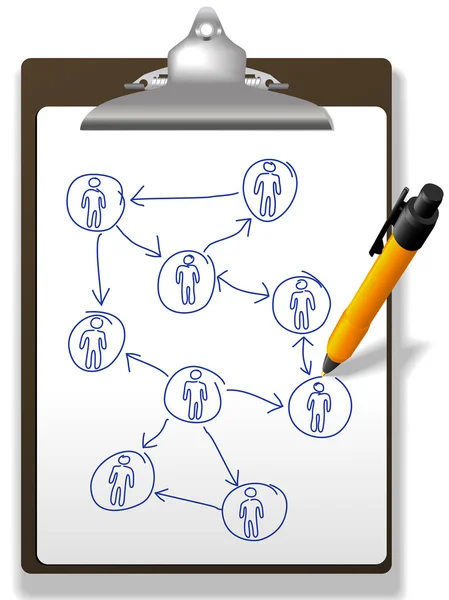 Business plan netwerk diagram Klembord pen — Stockvector