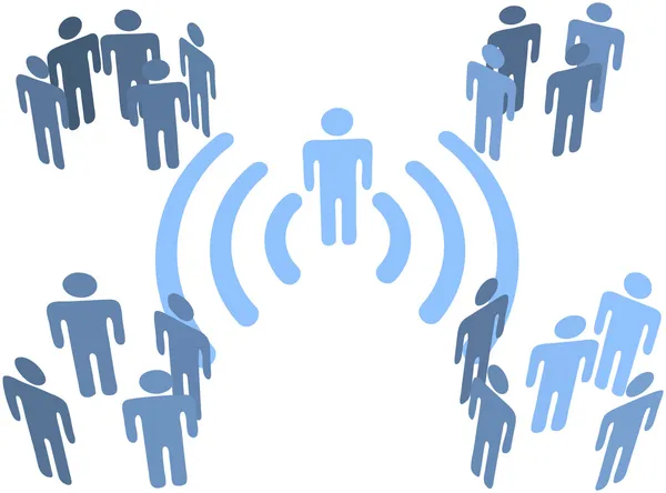 Person Wifi drahtlose Verbindung zu Gruppen — Stockvektor