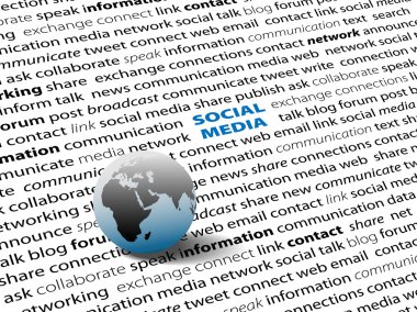 Global SOCIAL MEDIA network connect words page clipart