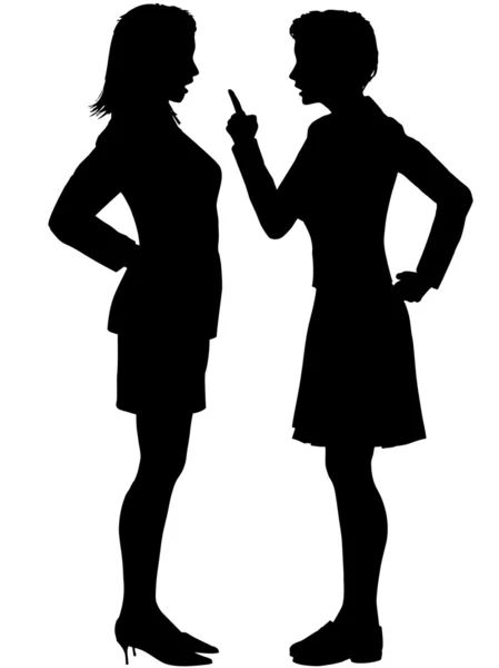 Frauen nicht einverstanden schreien Kampf Argument Gerede — Stockvektor