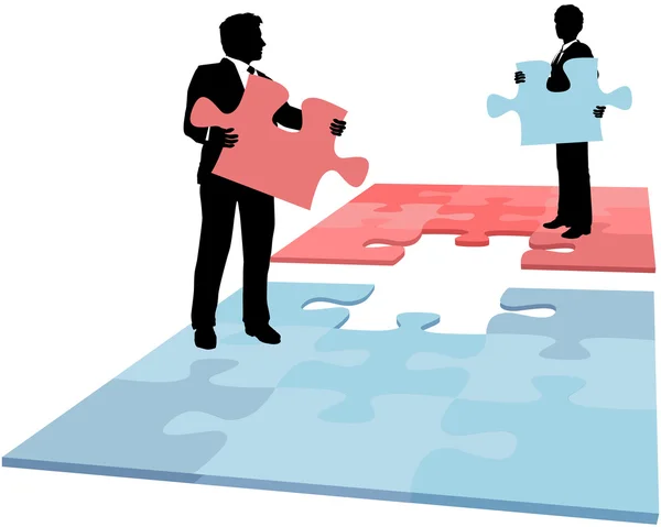 Business puzzle pezzo soluzione collaborazione fusione — Vettoriale Stock