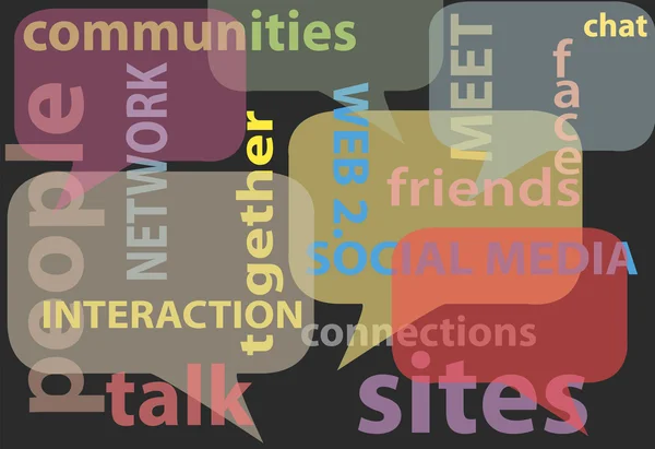 Prata sociala medier nätverk ord bubblor — Stock vektor