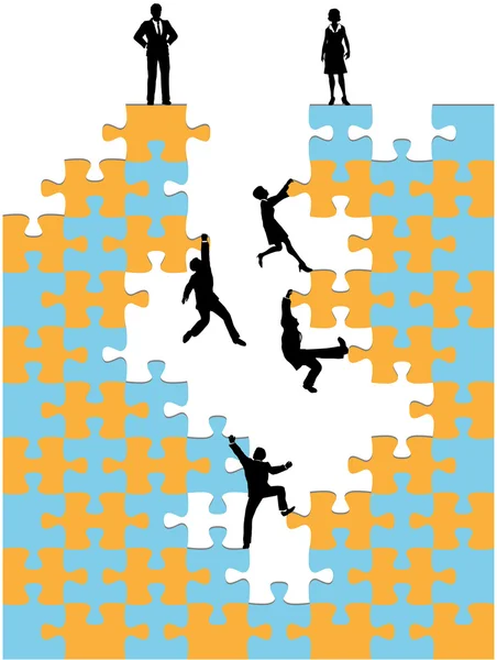 Business grimper entreprise succès puzzle — Image vectorielle