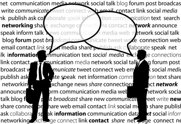 Negocios comparten burbujas de conversación en redes sociales — Vector de stock