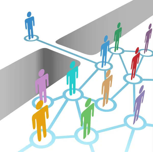 加入不同的网络合并成员身份的桥梁 — 图库矢量图片