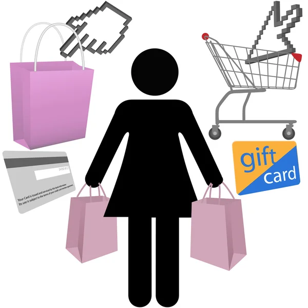 Boutique femme acheter icônes symbole ensemble — Image vectorielle