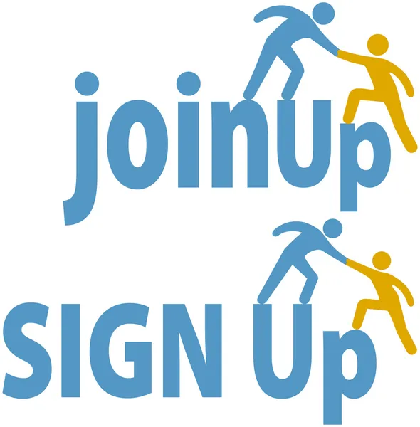 Member helps sign up join group icon — Stock Vector
