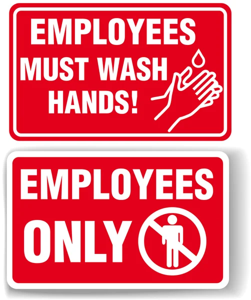 Sadece çalışanlar ve yıkama el işaretleri — Stok Vektör