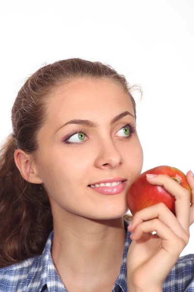 Menina bonita com uma maçã — Fotografia de Stock