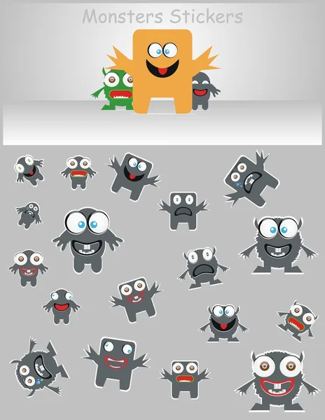Monsters Stickers — Stock Vector