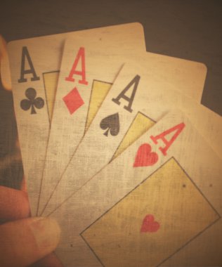 4 eski aces poker kart yakın çekim