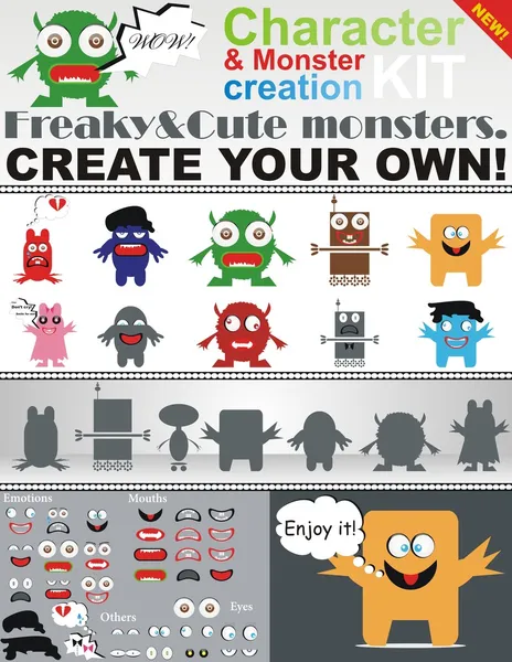 Monsters creatie kit — Stockvector