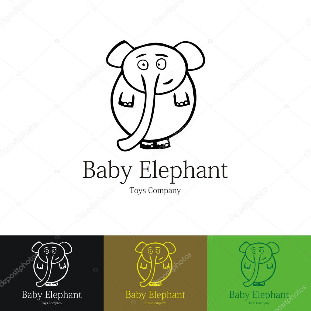 Funny Elephant. Baby joy logo - Toys Company. Vector element for Yours creative ideas. File is easy to editing.(change color or resize).