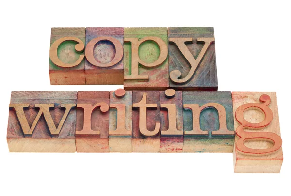 Copywriting word in letterpress type — Stock Photo, Image