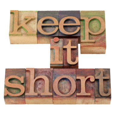 Keep it short in letterpress type clipart